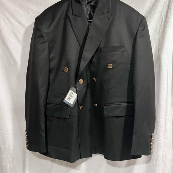 French Crown Black Double-Breasted Blazer with Gold Buttons size 42 - Picture 1 of 4